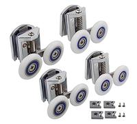 ANCLLO 4Pcs Corredores de puerta de ducha de aleación de zinc liso 26 mm Rodillos de puerta de ducha gemelos 2Top 2Bottom