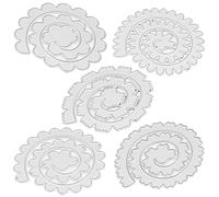 ANCLLO 5 Troqueles de Corte de Metal Fino con Flores en Espiral 3D,Hojas de Flores de Boda, Plantillas de Corte para álbum de Recortes de Bricolaje,Troqueles de Papel Decorativos para Hacer Tarjetas