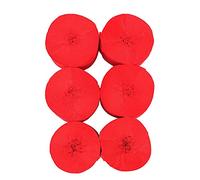 ANCLLO 6 rollos de papel crepé de 4,5 cm x 25 m, serpentinas para colgar decoraciones para fiestas de cumpleaños, bodas y festivales (Rojo)