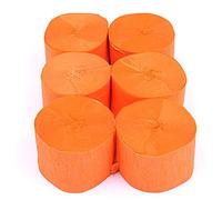 ANCLLO 6 rollos de papel crepé de 4,5 cm x 25 m, serpentinas para colgar decoraciones para fiestas de cumpleaños, bodas y festivales (naranja)