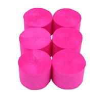 ANCLLO 6 rollos de papel crepé de 4,5 cm x 25 m, serpentinas para colgar decoraciones para fiestas de cumpleaños, bodas y festivales (Rosa rojo)
