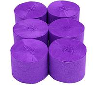 ANCLLO 6 rollos de papel crepé de 4,5 cm x 25 m, serpentinas para colgar decoraciones para fiestas de cumpleaños, bodas y festivales (Morado)