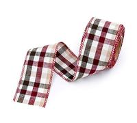 ANCLLO Cinta a cuadros de 5 m con borde con cable para decoración del Día de San Patricio y arcos (rojo)