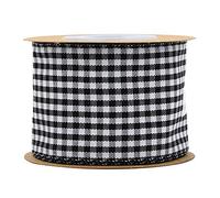 ANCLLO Cinta de arpillera de color blanco y negro con alambre-diseño de cuadros, para Navidad, manualidades, decoración, arcos florales, manualidades, 38 mm x 5 m