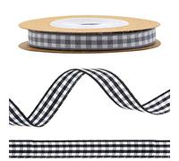 ANCLLO Cinta de arpillera de color blanco y negro con alambre para Navidad, manualidades, decoración, arcos florales, manualidades, 6 mm x 5 m (Tela Cuadros Negro y Blanco)