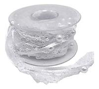 ANCLLO Cuentas de cinta de encaje blanco de 5,5 yardas 3 cuerdas para manualidades, guirnalda de flores, decoración de boda, fiesta de novia, ramo de novia - blanco