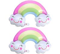 ANCLLO Globos de película de aluminio de cumpleaños Mylar Rainbow Cloud Globos Foil Rainbow Banner para la fiesta de cumpleaños