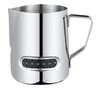ANCLLO Jarras de espuma de leche con termómetro integrado, jarra de arte latte de acero inoxidable para crema, jarra de vapor con temperatura expreso, 20 onzas (600 ml)