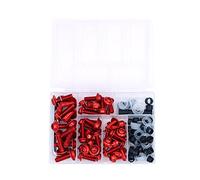 ANCLLO - Juego de 158 tornillos para carenado de moto, tornillos M5, M6, arandelas y tuercas (rojo)