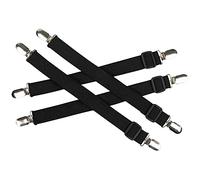 ANCLLO Juego de 4 piezas de tirantes ajustables para sábanas de cama, pinzas de sábana bajera, pinzas para sábanas con correas elásticas, color negro