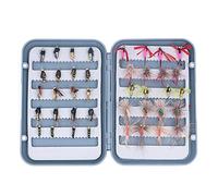 ANCLLO Kit de 40 Moscas de Pesca Con Caja - Secas, Húmedas, Ninfas y Serpentinas Para Lubina, Salmón y Trucha