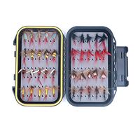 ANCLLO Kit de 40 moscas para pesca con mosca, surtido de señuelos con caja impermeable para moscas - Moscas de Pesca Moscas Artificiales Señuelos de Pesca con Mosca con Caja Impermeable