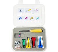 ANCLLO Kit de fabricantes de cintas de bies de tela con punzón de costura, agujas de cuentas, clip de carpeta ajustable, prensa de pies, práctico juego de cinta de bies,Bricolaje,Artes y Manualidades