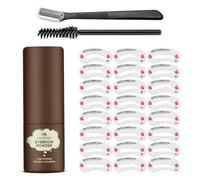 ANCLLO Kit de Plantillas para Sellos de Cejas, Kit de Modelado de Sellos para Cejas, Herramientas de Maquillaje con 24 Plantillas, Cepillo y recortador para Cejas (marrón Oscuro)