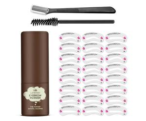 ANCLLO Kit de Plantillas para Sellos de Cejas, Kit de Modelado de Sellos para Cejas, Herramientas de Maquillaje con 24 Plantillas, Cepillo y recortador para Cejas (marrón Oscuro)