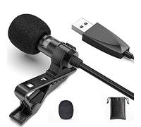 ANCLLO Micrófono USB Lavalier Omnidireccional Solapa Micrófono Manos Libres Camisa Collar Clip Micrófono para Cámara, Smartphone,Vivo Podcast, Entrevista,Teleconferencia/Aprendizaje, Juegos