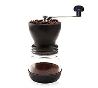 ANCLLO Molinillo de Café Manual, De Acero Inoxidable de 12 onzas (350 ml) con rebabas de cerámica, negro, con mango de acero inoxidable y cala de silicio para Hogar, la Oficina o los Viajes