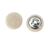 ANCLLO Paquete de 10 piezas de tela de rayón decorativa cubierta con botones redondos de 2 agujeros para coser artesanías (Color de lino)