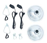 ANCLLO - Paquete de 2 Luces con Abrazadera para lámpara con Reflector de Aluminio de 8.5 Pulgadas, Enchufe E27 de hasta 150 vatios (sin Bombilla incluida), Cable SPT-2 de 6 pies 18/2, Plateado