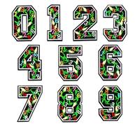 ANCLLO Parches numéricos de Transferencia de Calor del 0 al 9, Parches Verdes para Planchar y Coser para Camisetas, Ropa y Manualidades