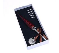 ANCLLO Pluma de Pluma Antigua caligrafía Pluma Hecha a Mano Pluma Pluma Pluma Pluma Pluma Pluma Pluma Pluma Dip Pen con 5 Plumas de Repuesto Base de Pluma en Caja de Almacenamiento de Regalo