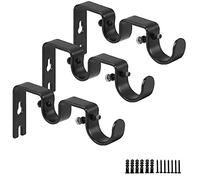 ANCLLO Soportes para barra de cortina resistentes, soportes dobles para barra de cortina, 1 pulgada y 5/8 pulgadas (juego de 3, negro)