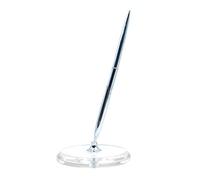 ANCLLO Sostenedores de la pluma de escritorio Dip Lik Penholder Signature Quill Stand Papelería regalo para la fiesta de boda forma redonda acrílico cristal base