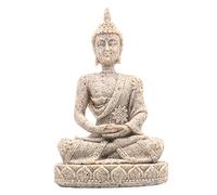 ANCLLO The Hue - Estatua de Buda de meditación de piedra arenisca, escultura tallada a mano, color arena #8134, mini estatua de Buda de meditación de piedra arenisca