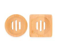 ANCLLO Tiardey, 2 uds, jabonera de Madera Natural a Mano, Soporte de Almacenamiento de jabonera Cuadrada y Redonda para Accesorios de baño para el hogar