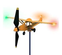 ANCNA-U Molinillo de viento de avión, veleta iluminada con indicador de avión para jardín, patio, cobertizo (con luz indicadora)