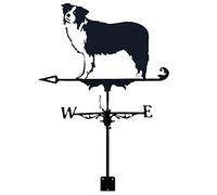 ANCNA Veleta de Metal Border Collie Dog? Adorno Veleta de Hierro Veleta Indicador de dirección del Viento Escena Jardín Herramientas de medición con Soporte de Montaje Resistente a la corrosión