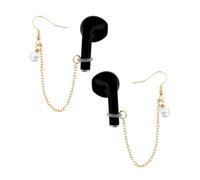 Ancnoz Pendientes inalámbricos antipérdida con elegantes abalorios de perlas, cadena dorada, soporte para auriculares, correa Bluetooth para trabajo, senderismo, correr, gimnasio