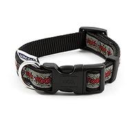 Ancol Collar de Perro Gris Woof para Perros y Cachorros, diseño de cómic Atrevido, Collar de Entrenamiento para Mascotas con Hebilla de liberación rápida y Anillo en D, Ajuste Ajustable, tamaño 20-30