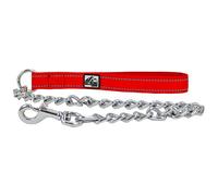 Ancol Extreme Dog - Correa de Cadena Extra Pesada en Color Rojo, Correa antimordeduras para Mascotas, Accesorio Cromado para Cachorros con Mango Reflectante, 80 cm