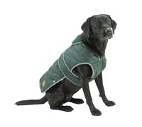 Ancol Heritage - Abrigo Acolchado para Perro en Verde, Chaqueta Impermeable con Forro Polar para Mascotas con Agujero para arnés con Cremallera, Borde Reflectante para Cachorros, Talla M