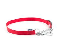 Ancol Heritage Collar de Nailon y Cadena para Perro, Accesorio de Entrenamiento Duradero Rojo para Cachorros y Perros, 25-35 cm, Talla 1-2