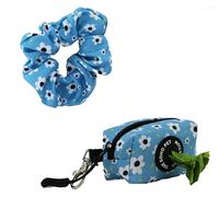 Ancol Juego de bolsa y coletero para excrementos de perro con estampado de margaritas, duradero, ligero, elegante, bonito a juego, resistente, con cremallera, dispensador de bolsas de basura para