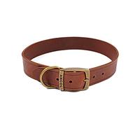 Ancol Latigo - Collar elástico Flexible para Perro, de Piel castaña, Accesorio de Entrenamiento para Mascotas con Fijaciones de Oro Envejecido, Suave y Resistente, tamaño 8-55-63 cm