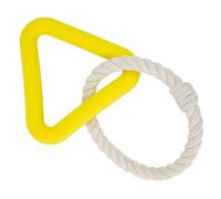 Ancol Playtime - Juguete Triangular Natural para Perro, 26 cm, Cuerda de algodón Amarillo, Ideal para Masticar y Jugar Interactivo