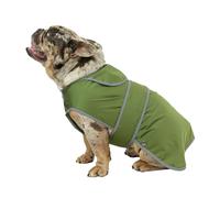 Ancol Stormguard - Abrigo Suave para Perro en Caqui, Chaqueta Impermeable para Mascotas con Agujero para arnés con Cremallera, Borde Reflectante para Cachorros, Talla S