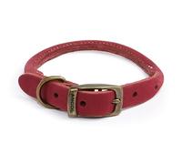 Ancol Timberwolf - Collar Redondo de Cuero para Perro en Color Frambuesa, Cuero de Grano Superior con núcleo de Nailon, Accesorio de Entrenamiento Duradero para Mascotas, 28-36 cm, Talla 3