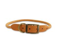 Ancol Timberwolf - Collar Redondo de Piel para Perro, Color Mostaza, Resistente y Suave, Correa para Cachorros, 39 a 48 cm, Talla 5