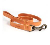 Ancol Timberwolf Correa de Cuero + Collar Personalizado Opcional | 1m de Largo - Bronceado