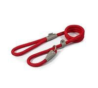 Ancol Viva - Correa Reflectante de Cuerda y Cuero para Perro, Color Rojo, Accesorio de Entrenamiento para Cachorros, Ligero, Resistente a la Intemperie, Duradero, 1,5 m x 12 mm