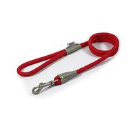 Ancol Viva - Correa Reflectante de Cuerda y Cuero para Perro, Color Rojo, Duradero, Resistente a la Intemperie, Accesorio para pasear Cachorros, 1,07 m x 10 mm