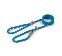 Ancol Viva - Cuerda Reflectante y Correa de Piel auténtica (150 x 0,8 cm), Color Azul