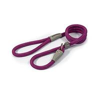 Ancol Viva - Cuerda Reflectante y Correa de Piel auténtica (150 x 1,2 cm), Color Morado