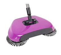 ANCOZ Máquina barredora doméstica, tipo empuje manual, automática, sin electricidad, escoba, máquina de limpieza portátil, 3 en 1, recogedor y cubo de basura (morado)