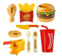 Ancsttu Comida para Juego Simbólico | 8 Piezas Simulación Educativa - Kit De Role Play De Hamburguesa Y Patatas Fritas,para Juego De Roles Educación Desarrollo Habilidades Motoras Finas Niños Hogar Y