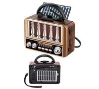 Ancsttu Radio Solar | Altavoz Am/FM con Soporte para Teléfono,Radio Impermeable Vintage para Exteriores,para Hogar Oficina Patio Escritorio Mesita de Noche Senderismo Supervivencia Adultos Ancianos